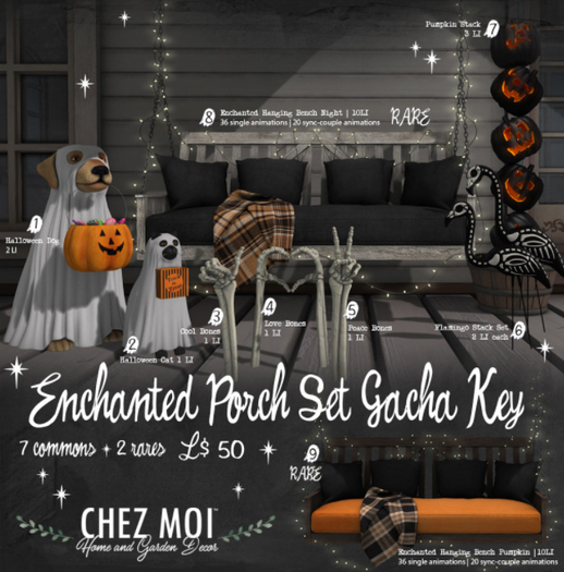 CHEZ MOI - Enchanted Hanging Bench Pumpkin RARE