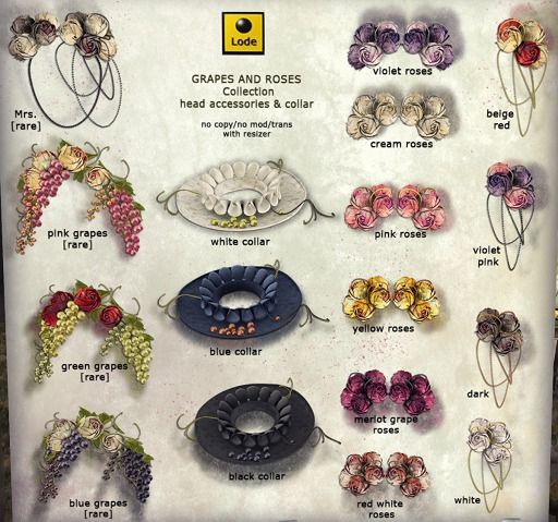 *LODE* Accessory - Grapes and Roses Collar [blue]
