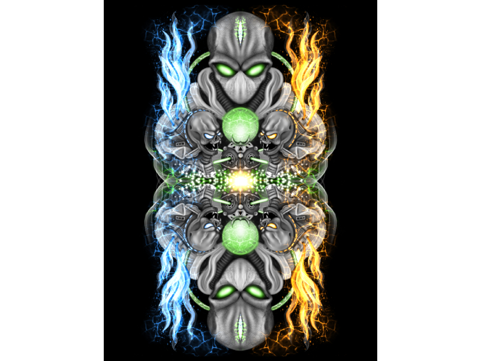 Fire & Ice Alien Art Canvas_Black