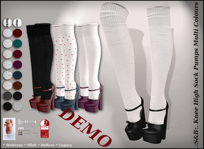 .:S&B:. Knee High Sock Pumps Multi Colours Demo