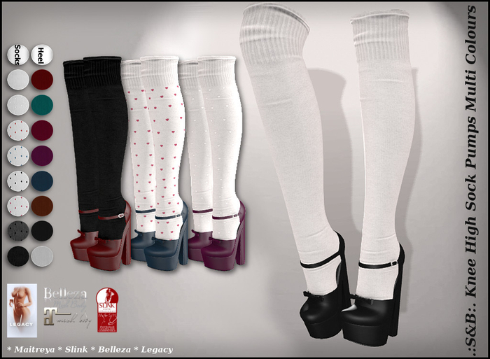.:S&B:. Knee High Sock Pumps Multi Colours