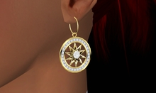 TM Gold Crystal Gemstone Circle Earrings - Touch Gems for Color Change