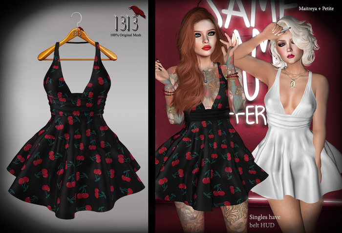 (*<*) 1313 Sonia Dress - Cherry Bomb ~Reborn, Waifu, Maitreya, Petite, Legacy, Perky~