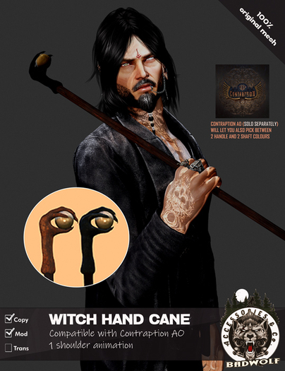 Badwolf Witch Hand Cane V2