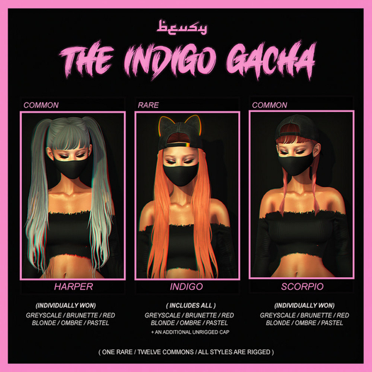 Beusy: Scorpio Hairstyle / INDIGO GACHA - REDS - COMMON