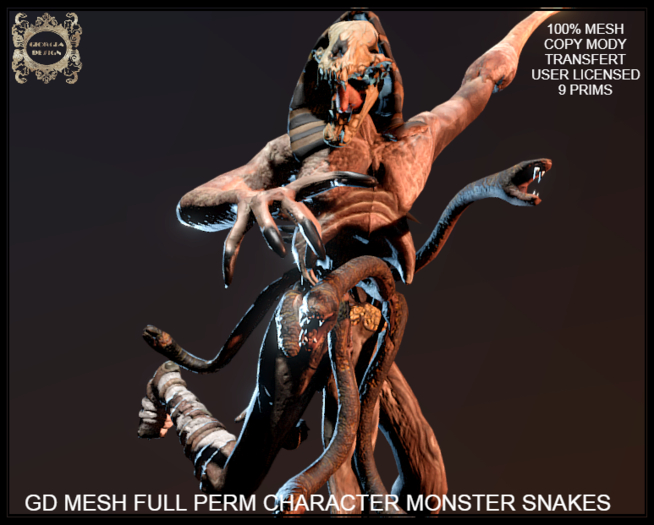 Snake Gd Second Life Marketplace - GD MESH FULL PERM CHARACTER MONSTER SNAKES