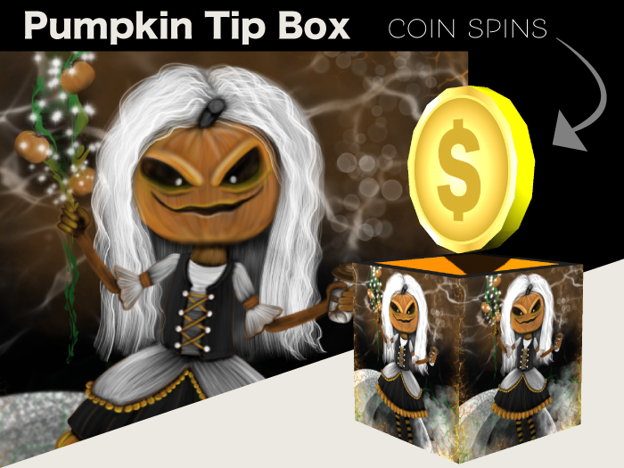 Halloween Tip Jar - Pumpkin Maid Coin Spin Tip Jar Box
