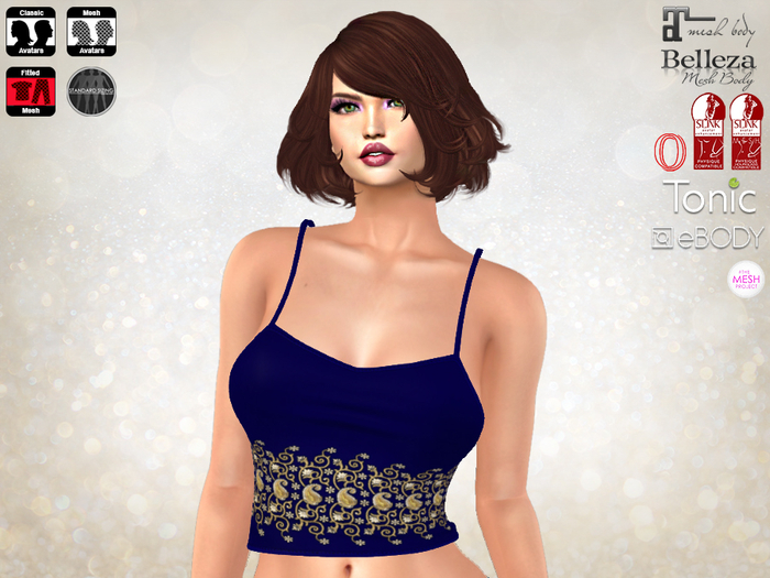 Beaded Tops - Sapphire Gold
