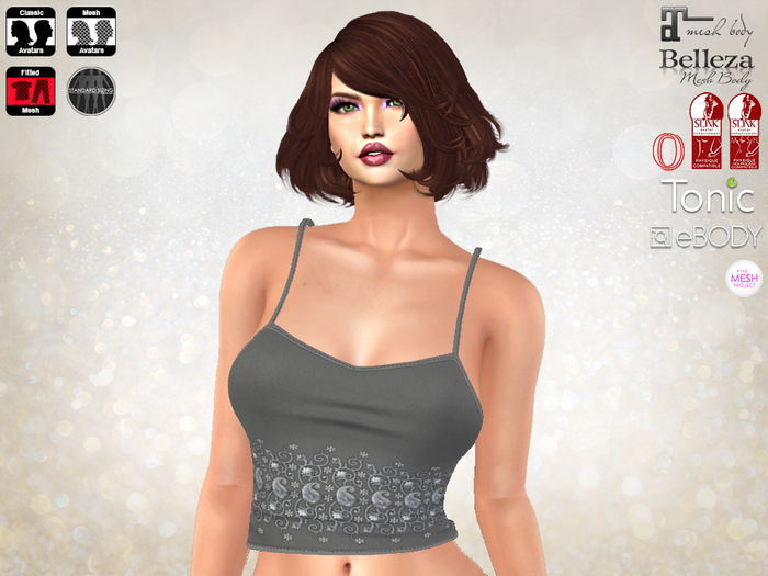 Beaded Tops - Grey Silver