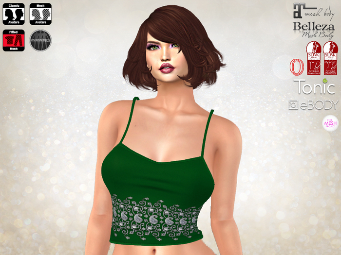 Beaded Tops - Emerald Silver