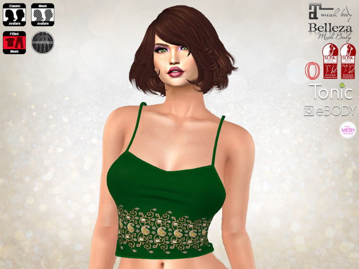Beaded Tops - Emerald Gold