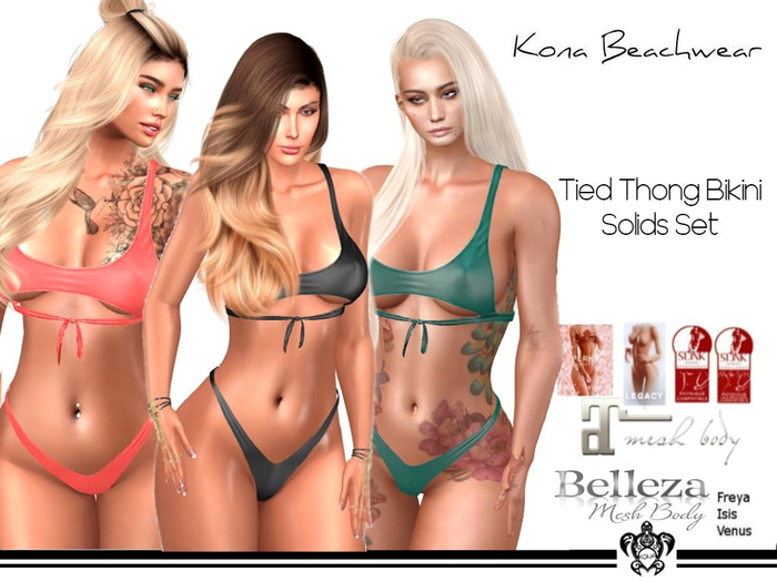 Kona Tied Thong Bikini Solids