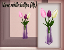 Vase with tulips (4p)- purple
