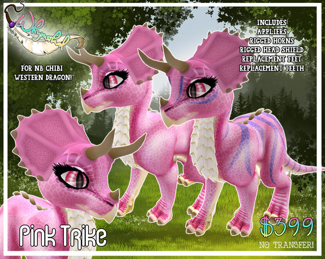 ::Whymsikal:: Chibi Western Dragon - Trike - Pink