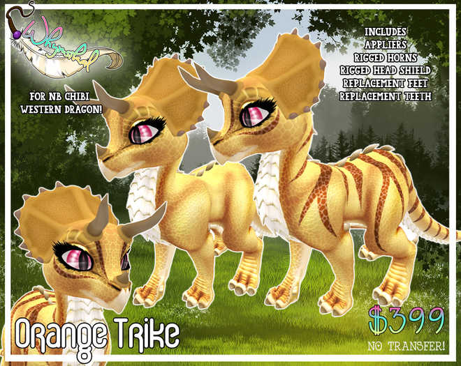 ::Whymsikal:: Chibi Western Dragon - Trike - Orange
