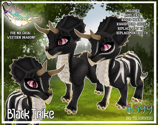 ::Whymsikal:: Chibi Western Dragon - Trike - Black
