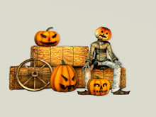 Halloween-Hay Bales-Pumpkins & Scarecrow