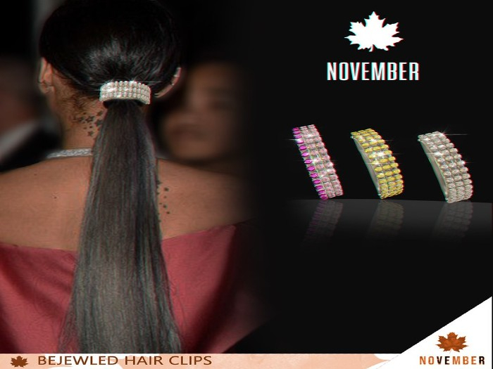 Nov-Bejewled Hair Clips (Gold Pack)