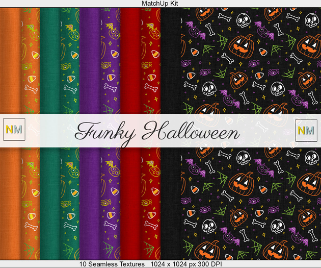 Funky Halloween Matchup Kit 10 Seamless Textures NM