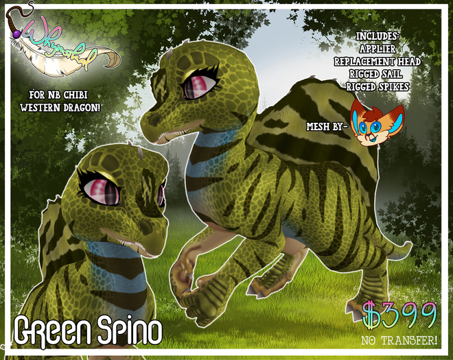 ::Whymsikal:: Chibi Western Dragon - Spino - Green