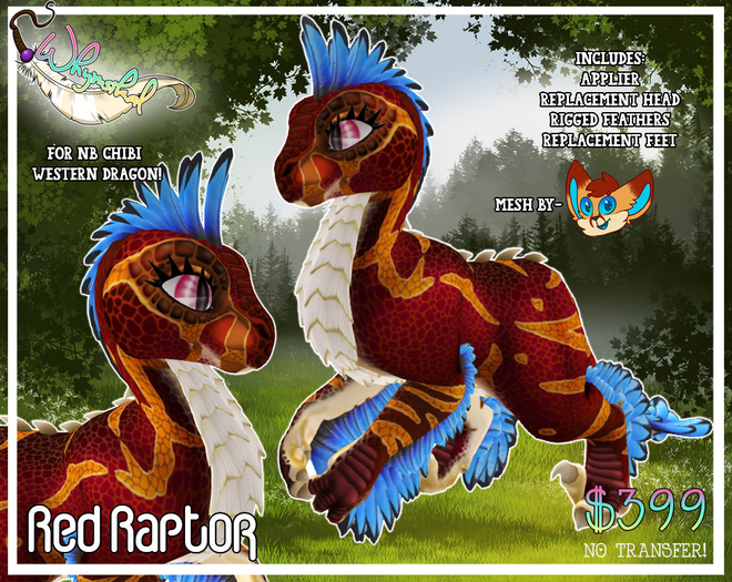 ::Whymsikal:: Chibi Western Dragon - Raptor - Red