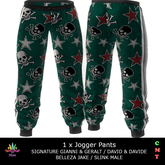 M - AUSTIN JOGGERS - Skulls & Stars Green -  Mens