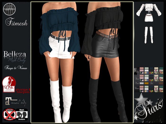 PROMO -50% Stars - Maitreya, Belleza, Slink - Ebaine top, shorts & boots