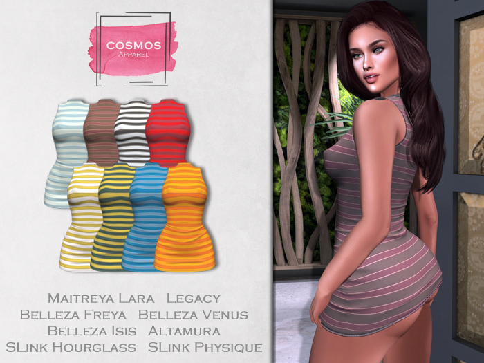 [COSMOS] Giorgina Bodycon Dress Stripes / 8 Colors Fatpack Demo