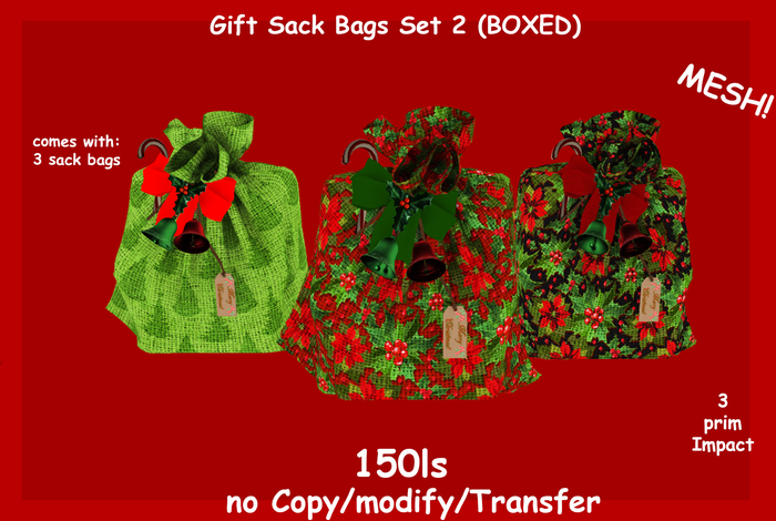 Gift Sack Bags Set 2 (BOXED)