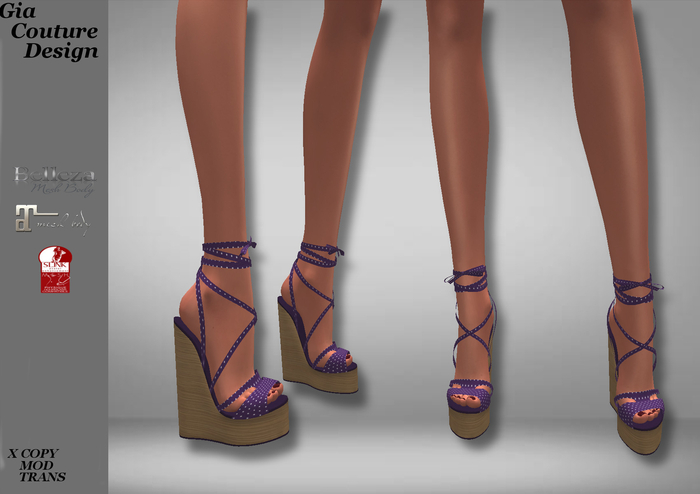 "GCD" Julie Polka Dot Wedges Purple