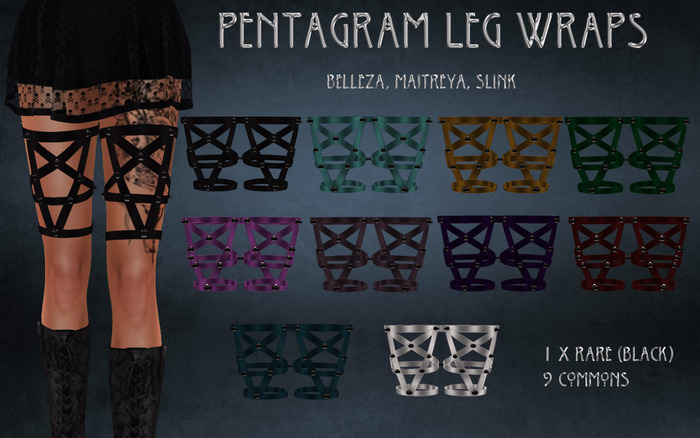 #5 Red Pentagram Leg Wraps (JR Wolf Creations)
