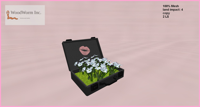Suitcase with white flowers