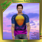 Peeps Fashion Retrowave Palm Grid Tshirt Male