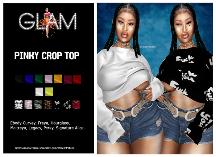 ******Pinky Crop Top w/HUD***