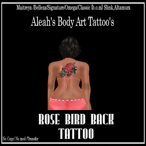 ROSE BIRD BACK TATTOO