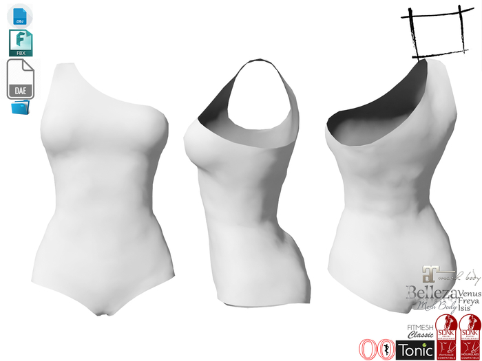 Dae Obj FBX For Women's One Shoulder Swimsuit Maitreya, Ocacin Voluptuous, Belleza, Tonic, Ocacin Stnd