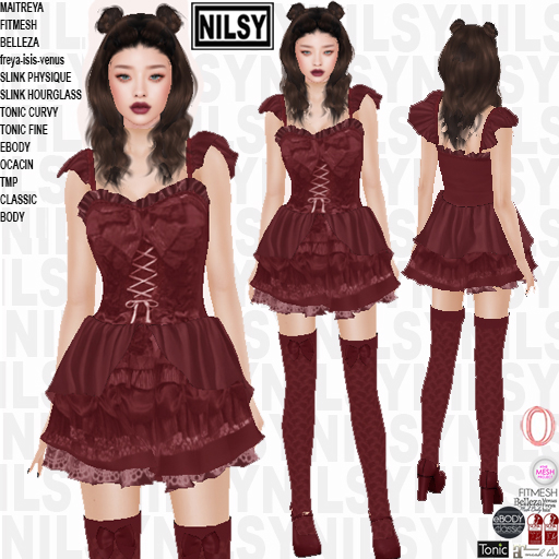 NILSY GOTH LACED DRESS,WITH SHOES AND STOCKINGS,ALL BODIES