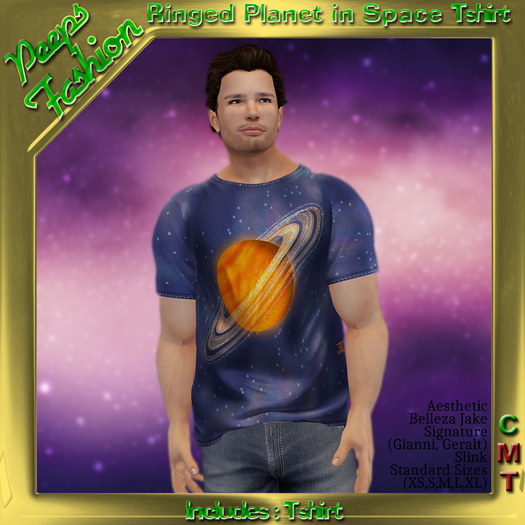 Peeps Fashion Ringed Planet In Space Tshirt Male