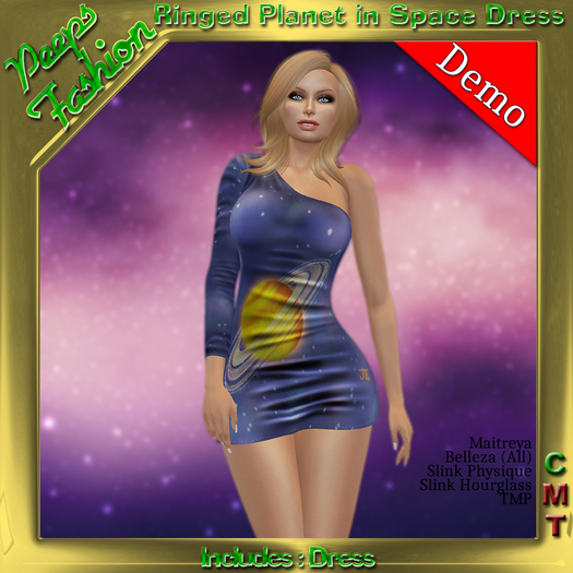 Peeps Fashion Ringed Planet In Space Dress DEMO