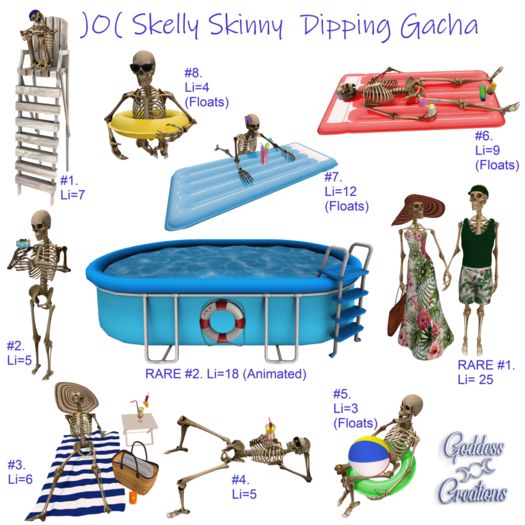 Second Life Marketplace - )O( GC: Skelly Skinny Dipping Gacha #5