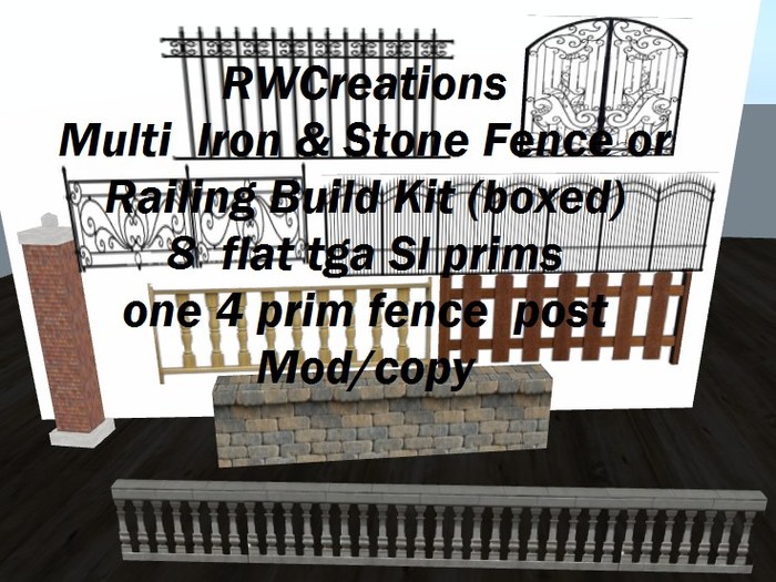 Multi Wrough Iron - Wood & Stone Fence or Railing Build Kit (boxed)