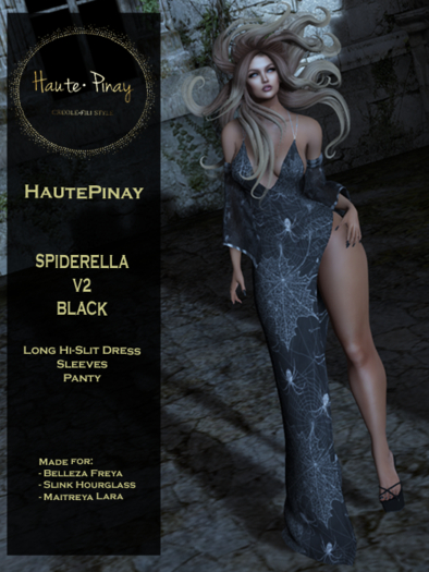 HautePinay [SPIDERELLA V2 BLACK] Dress/Sleeves/Panty