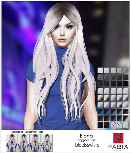 -FABIA- Mesh Hair   < Elona> Black&White