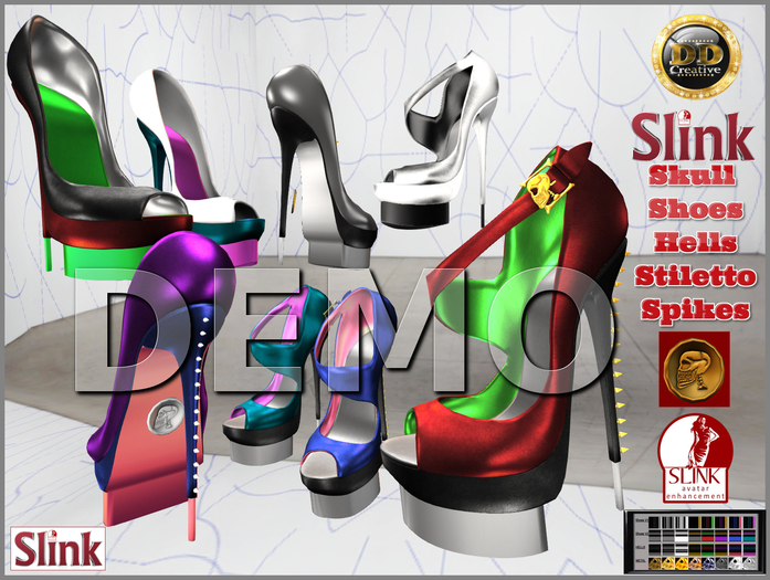 ☾ⅅⅅ☽ ◉ SLINK Skull Shoes Hells Stiletto Spikes ◉ [ DEMO ] 