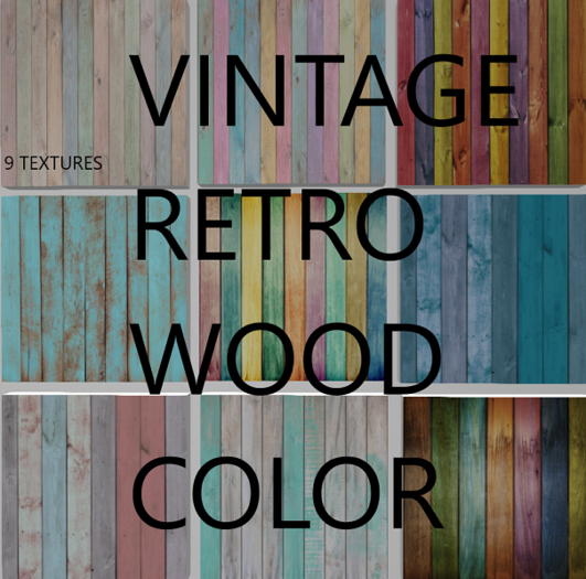 FULL PERM VINTAGE WOOD RETRO COLOR  9 TEXTURES