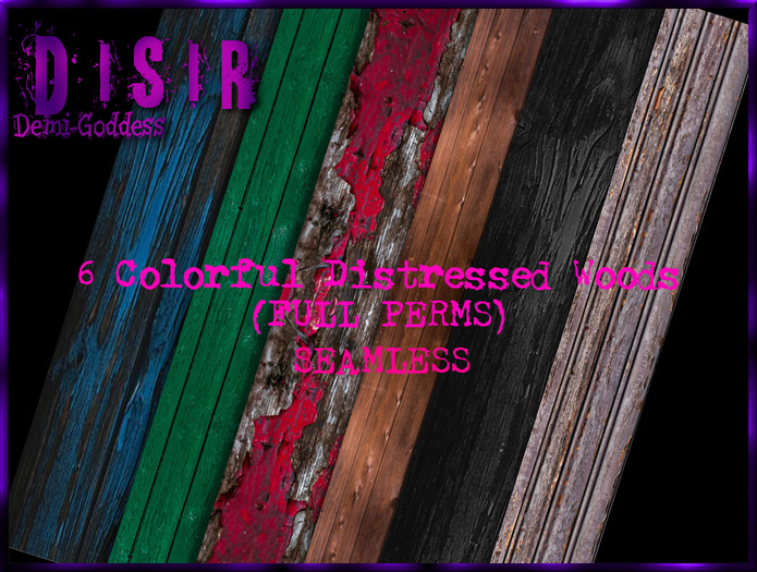 ~Disir DG~ 6 Colorful Distressed Woods  (Full Perm) (BOXED)
