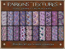 Parkins Textures - Plum Fall Set - 20x Full Perm Seamless 1024 - Fabric, Clothing, Cloth, Pattern, Floral, Mauve, Purple