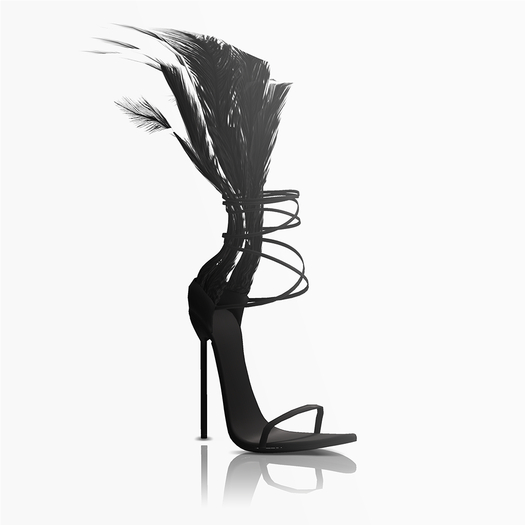 Aneja Feather Heels — Onyx