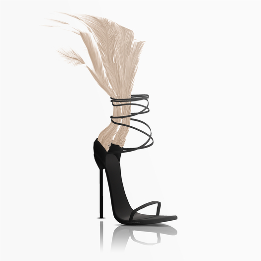 Aneja Feather Heels — Nude