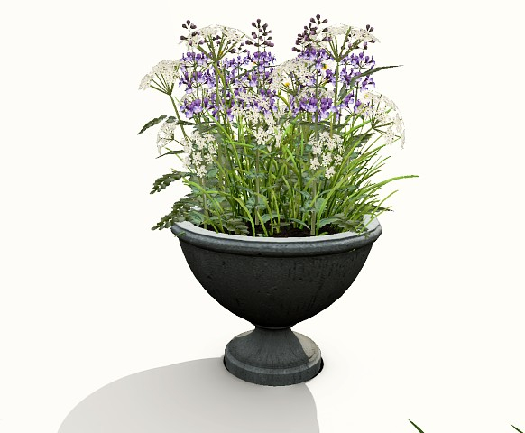 [AE} Garden Store - Stone Urn Planter Wisteria